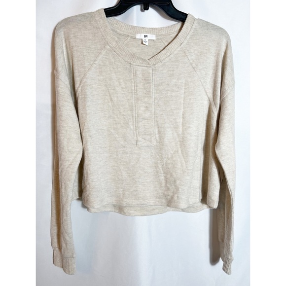 NWT BP. Crop Stitch Pullover in Beige Oatmeal Light Heather - Picture 2 of 4